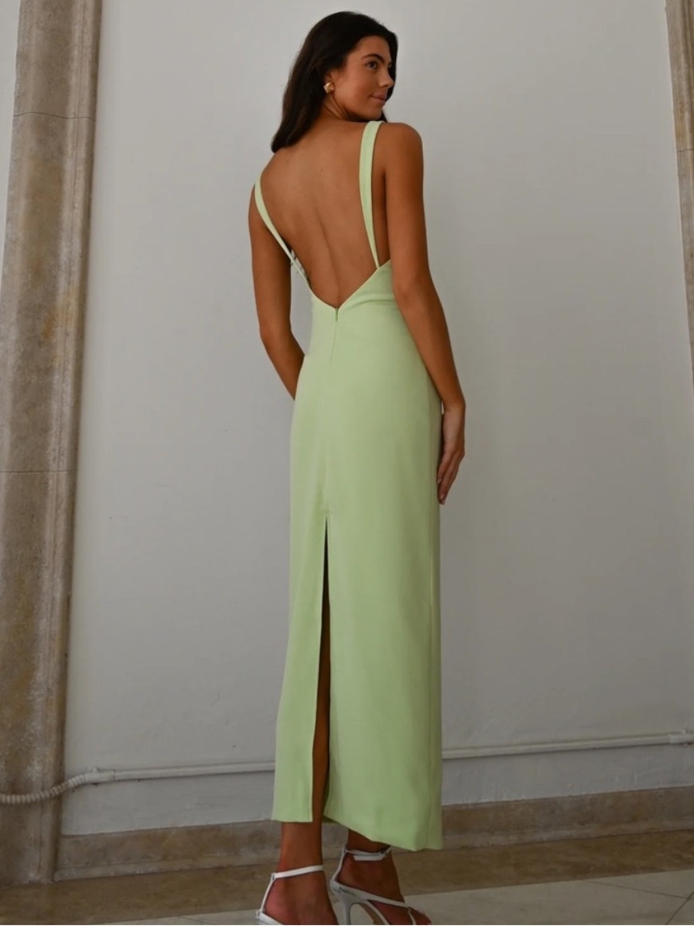 Yllw The Label Pastel Lime Green Strappy Midi Dress NWT SZ M - Picture 2 of 11